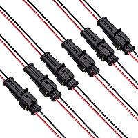 Vista 1 de Conector de 2 pines (kit de 6), conectores eléctricos automotrices de 18 AWG, conectores de cable impermeables, conectores eléctricos de 2 pines