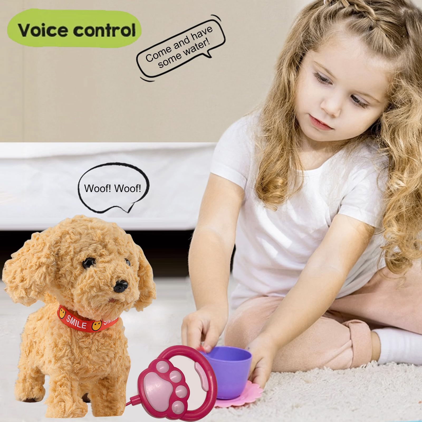 Robot Cane Wuffy 2026 Con Cucciolo Artificiale Insonne Vivente, Giocattolo Morbido per Bambini, Finge Di Vestirsi, Cucciolo Realistico di Peluche Con Telecomando e Guinzaglio