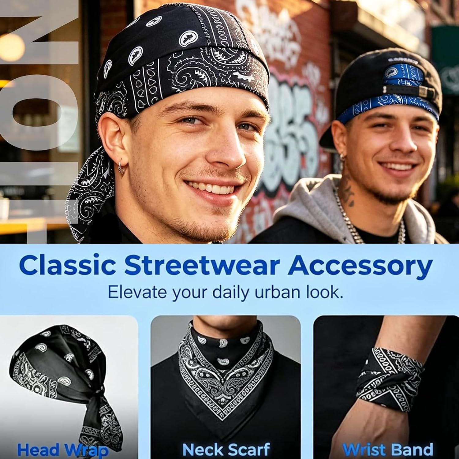 5PCS Paisley Cooling Headscarf Cap Set, Adjustable Strap Bandana Beanie, Breathable Elastic Helmet Liner Head Wrap for Men Running Cycling Motorcycle Outdoor Activities