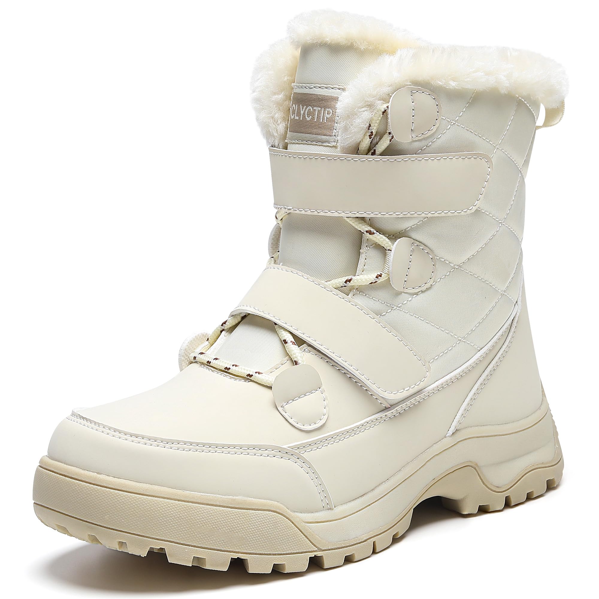 CLYCTIP Womens Waterproof Winter Snow Boots Lightweight Warm Faux Fur Lined Mid-Calf Shoes
