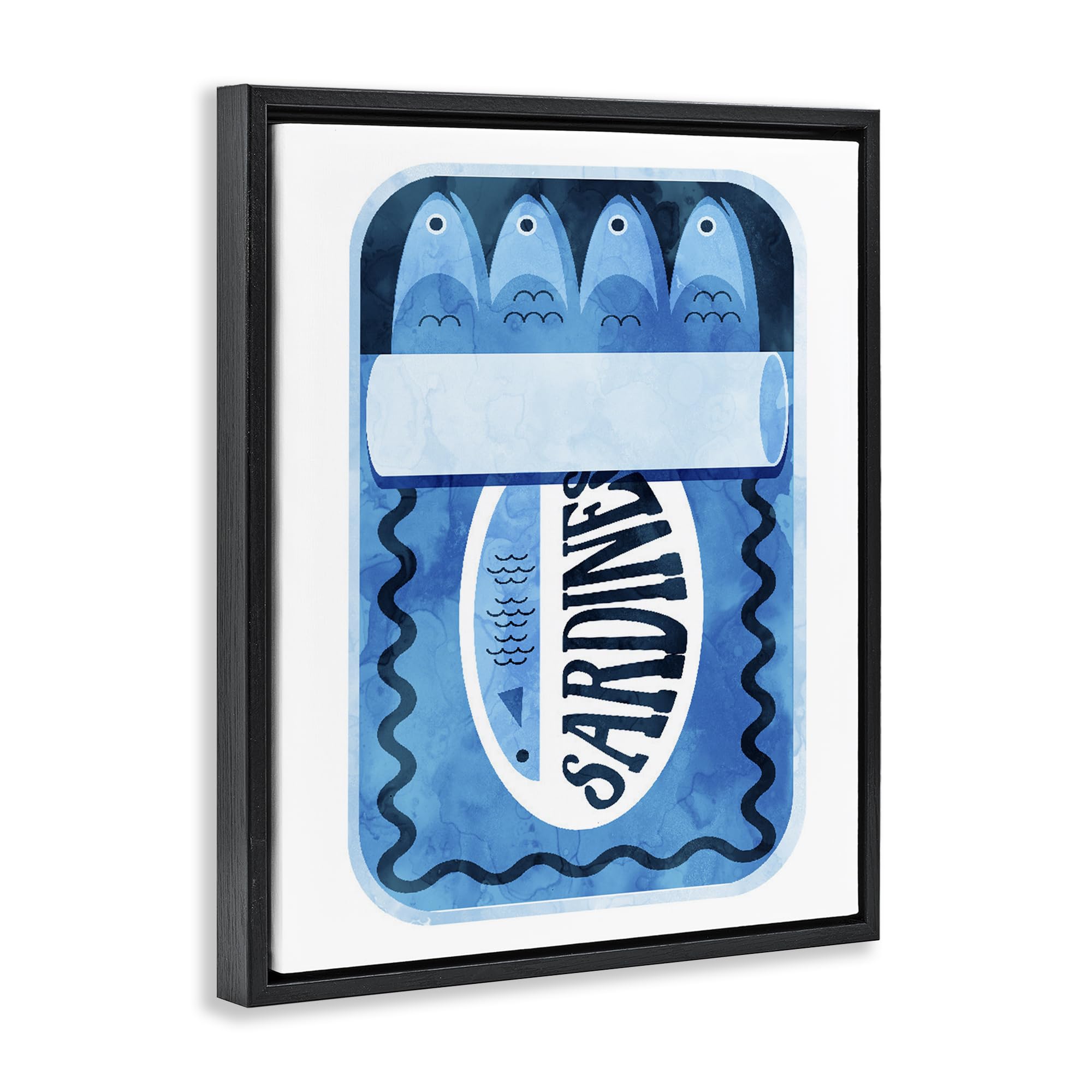 Stupell Industries Daphne Polselli Leinwandbild, Retro-Stil, Sardinen-Dose, gerahmt, 53,3 x 43,2 cm, Schwarz