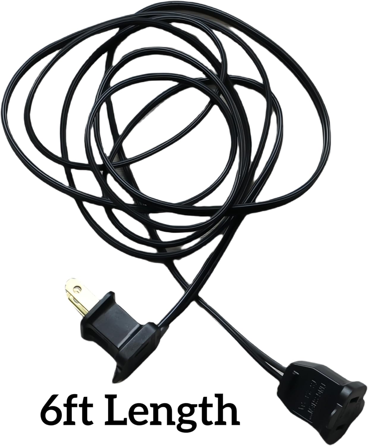 6 FT Black Extension Cord, Pack of 3 Pieces and US Style 2-pin Plug in, AC 120 Volts, for Join or Extend Christmas String Lights, Christmas-Tree and Decorative-Lighting Outfits.