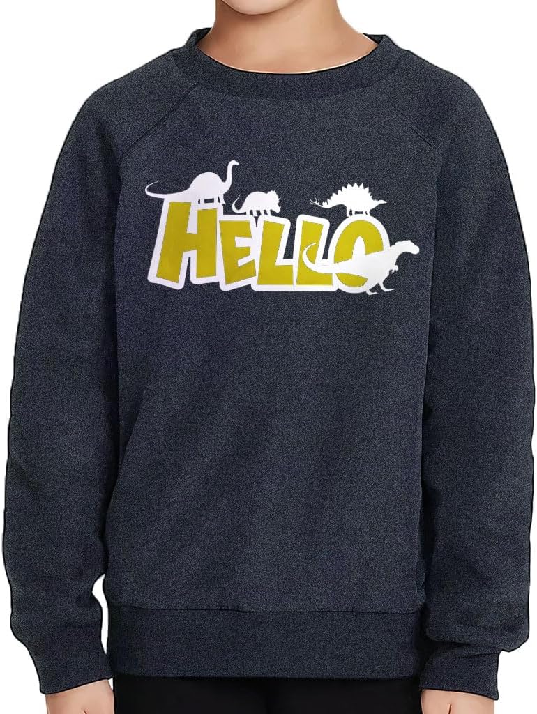 Hello Dino Toddler Raglan Sweatshirt - Gift for Boy - Dinosaur Design Stuff