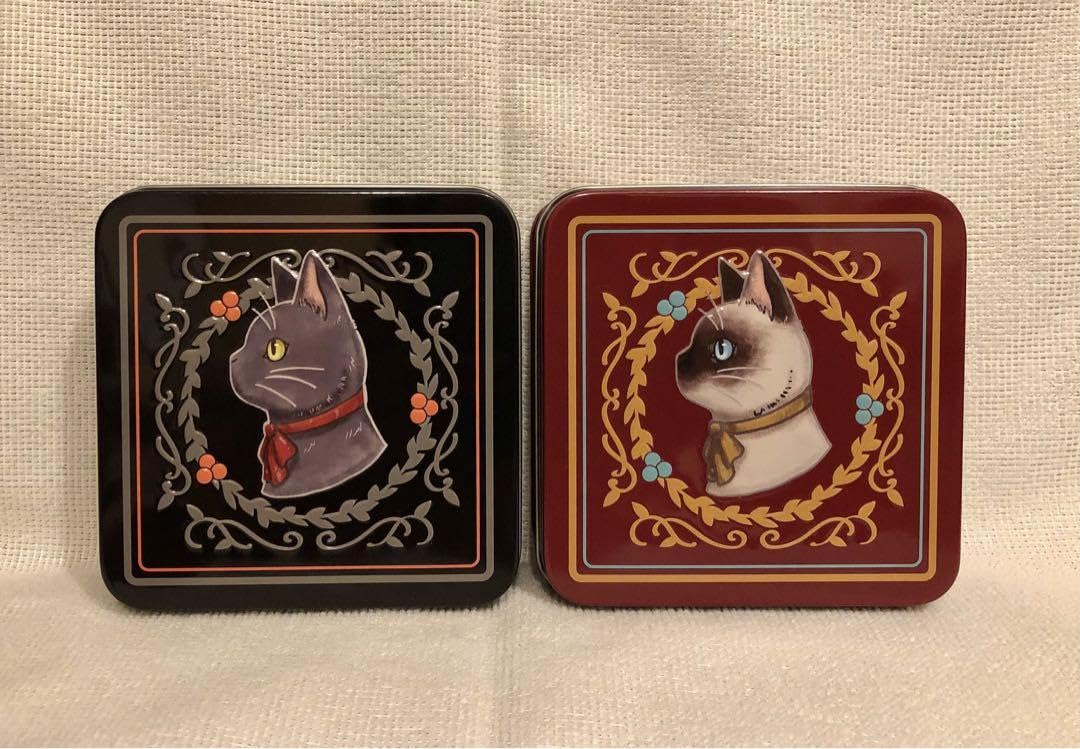 【希少】100drine 小物入れ　2個セット　缶 Amazon.co.jp: ギフト缶 ねこ 2点セット空缶小物入れセリア