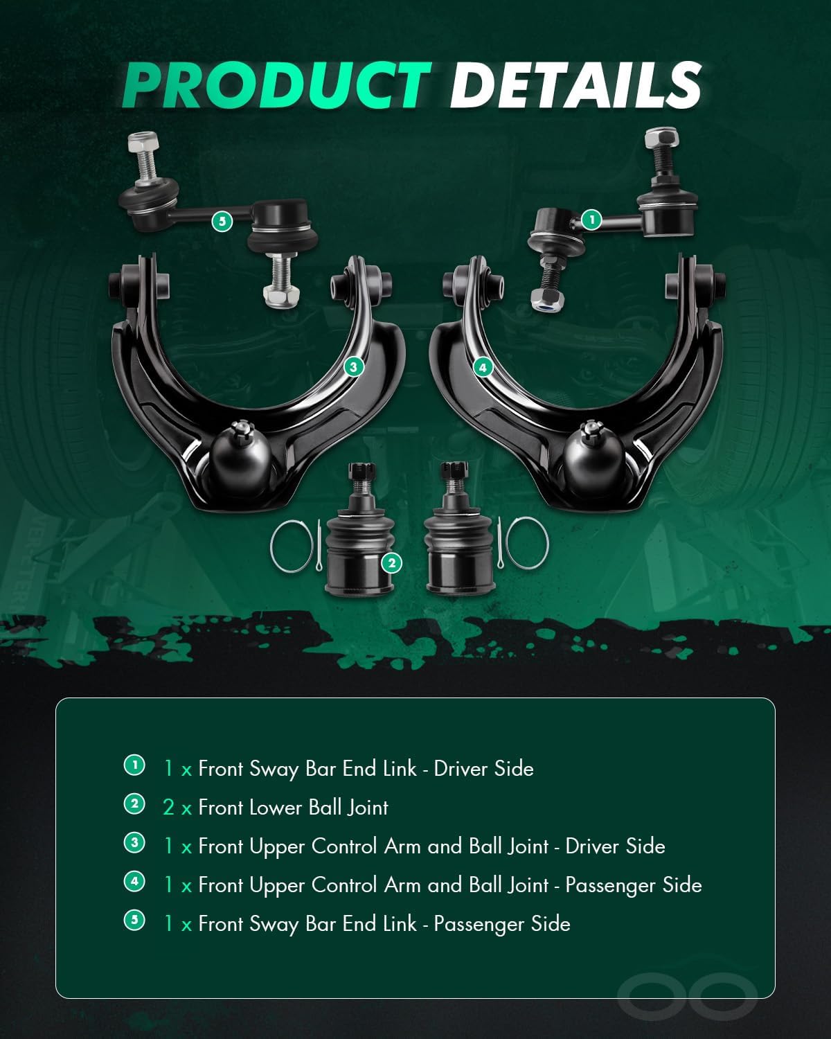 SCITOO 6pcs Suspension Kit Control Arm Lower Ball Joints Sway Bar for Acura TSX 2009 2010 2011 2012 2013 2014 for Honda for Accord 2008 2009 2010 2011 2012