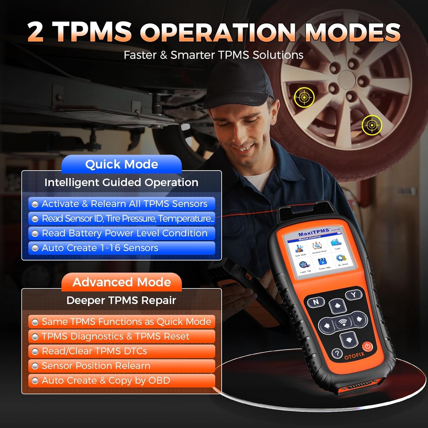 Herramienta de Programación OTOFIX TireGO 808 TPMS, Reaprendizaje, Activación de Todos Los Sensores, Programa MX-Sensor, Diagnóstico y Reinicio de TPMS, Actualización Gratuita con un Clic