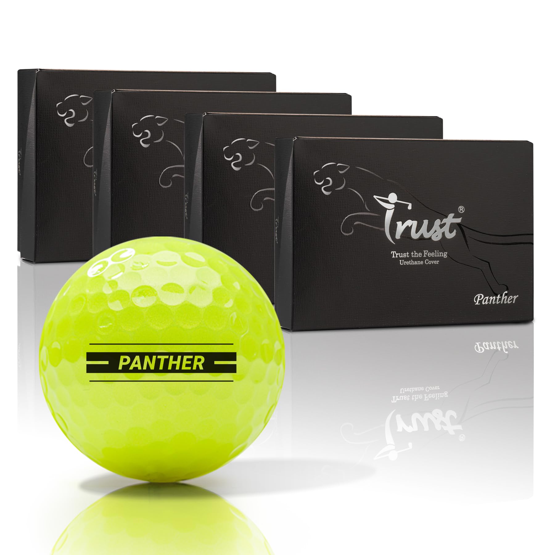 Trust Golf Ball Panther | Engineered to Break 100 | Big MAX Core for Maximum Distance & Precision Flight | Ultra-Soft Feel with Urethane Cover for Stopping Power (48 Balls, Yellow)