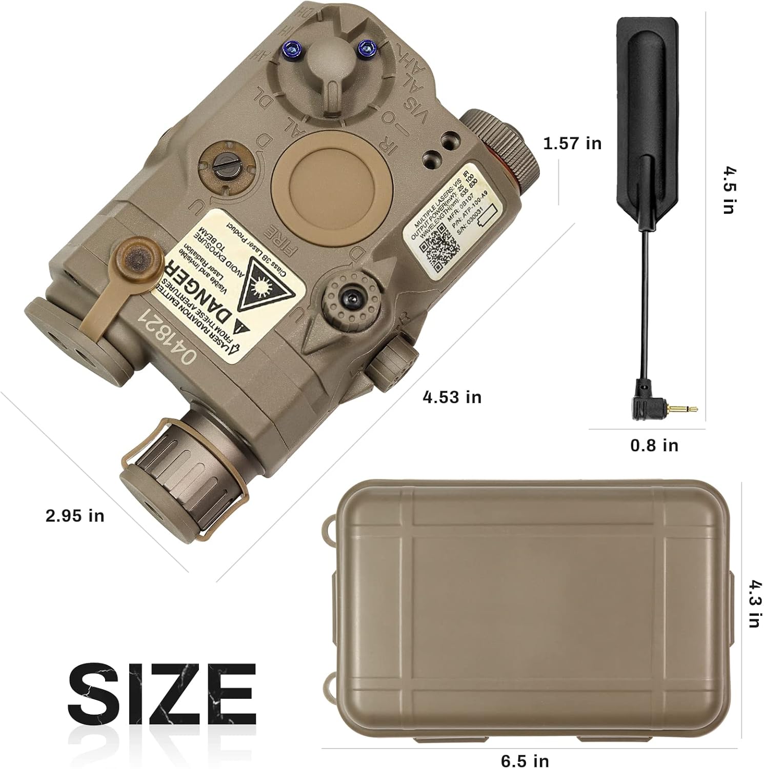 Airsoft PEQ 15 IR Laser + Visible Red Laser + White LED Flashlight with Tactical Remote Switch Mount Kit (Tan) : Sports & Outdoors