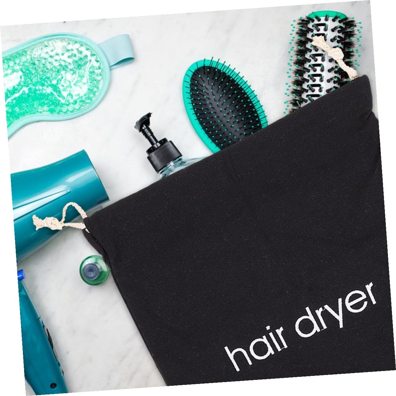 4pcs Travel Hair Dryer Bag Drawstring Canvas Storage Bag for Hair Dryer Portable Organizer for Cosmetics