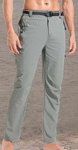 Miniatura 7 de WENRONSTA Pantalones cargo de senderismo para hombre, secado rápido, ligeros, impermeables, 6 bolsillos, para exteriores, pesca, montaña,