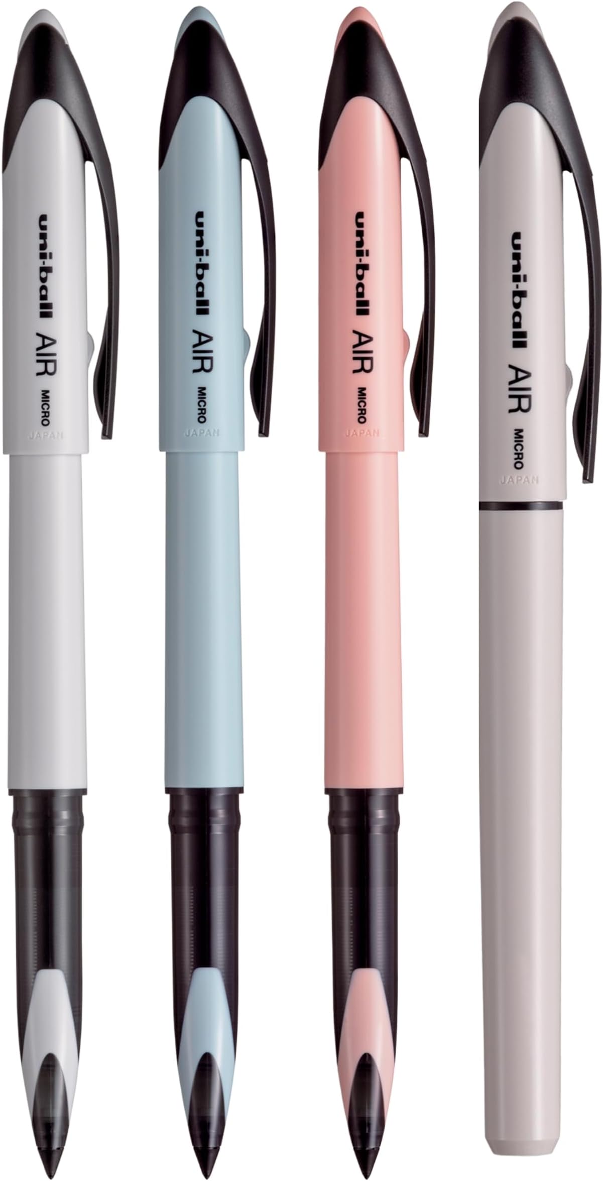 UBA-188C-M Air Micro 0.5 mm Roller Ball Pen | Pack of 4, Black Ink, Multicolour Pastel Body (Color May Vary)