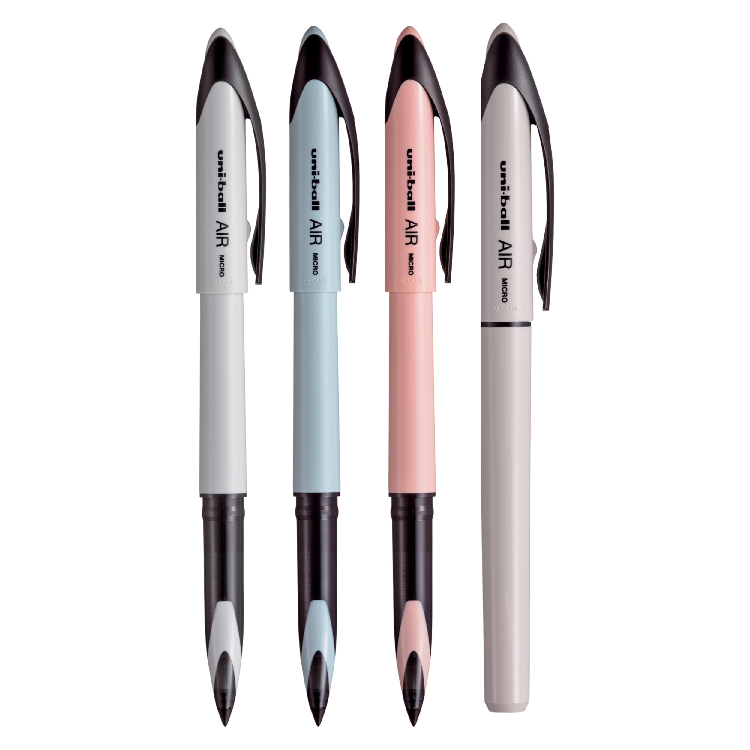 UBA-188C-M Air Micro 0.5 mm Roller Ball Pen | Pack of 4, Black Ink, Multicolour Pastel Body (Color May Vary)