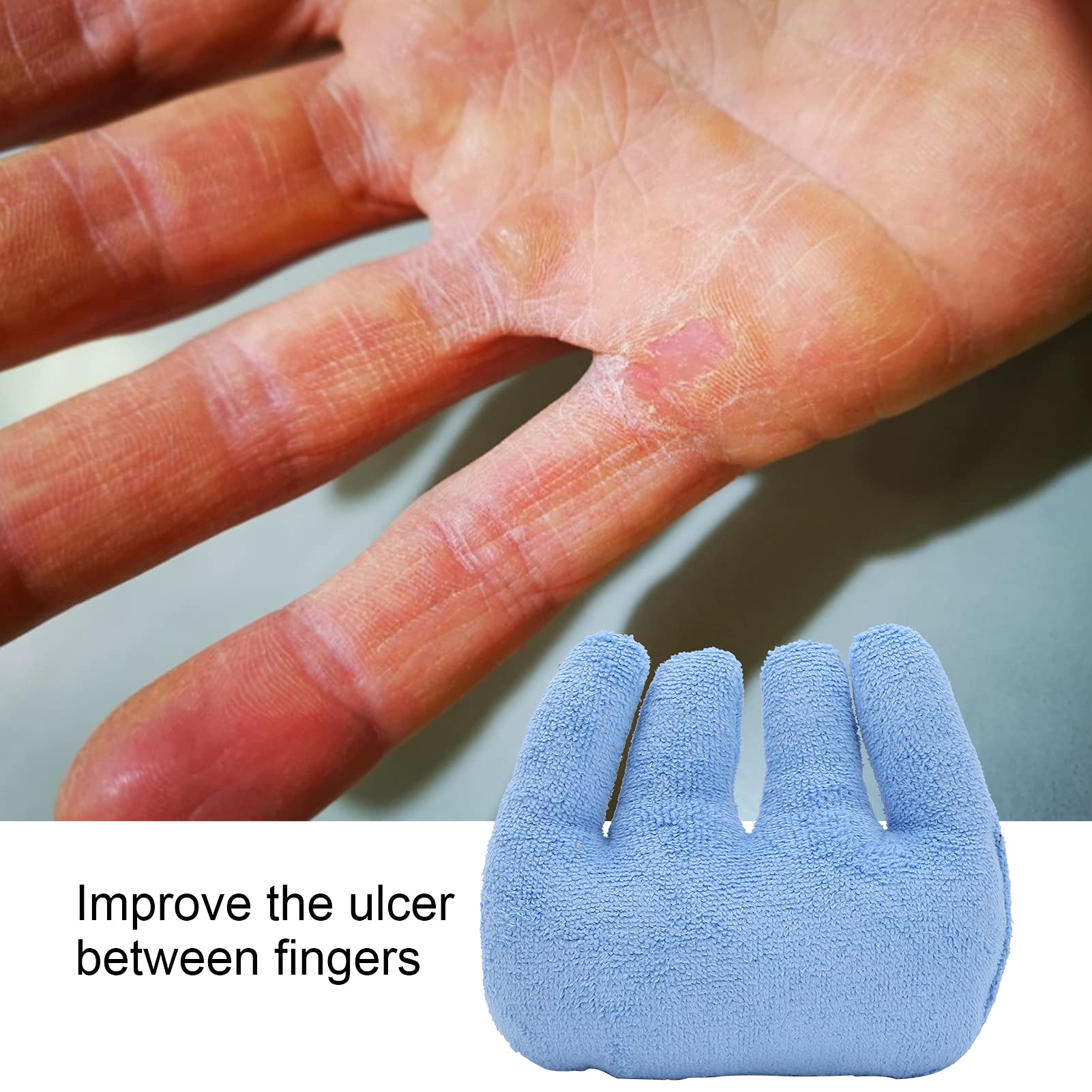 Fyearfly Coussin De Contracture des Doigts, Coussin De Contracture de la Main, Poignées De Paume, Dispositif D'entraînement De Rééducation de doigts, Séparateur De Doigts Pour L'entraînement (bleu)