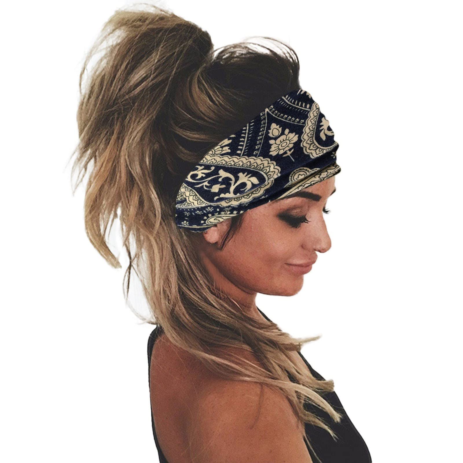 Fasce per capelli da donna, ampia, elastica, annodata, per