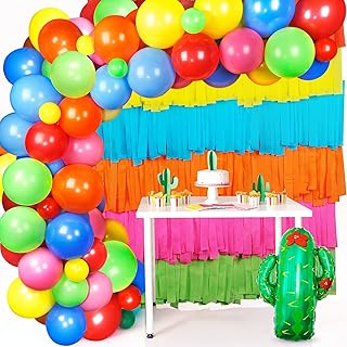 Sponsored Ad - JOYYPOP 115pcs Fiesta Mexican Party Decorations with Colorful Rainbow Balloons, Fiesta Balloon Garland and ...