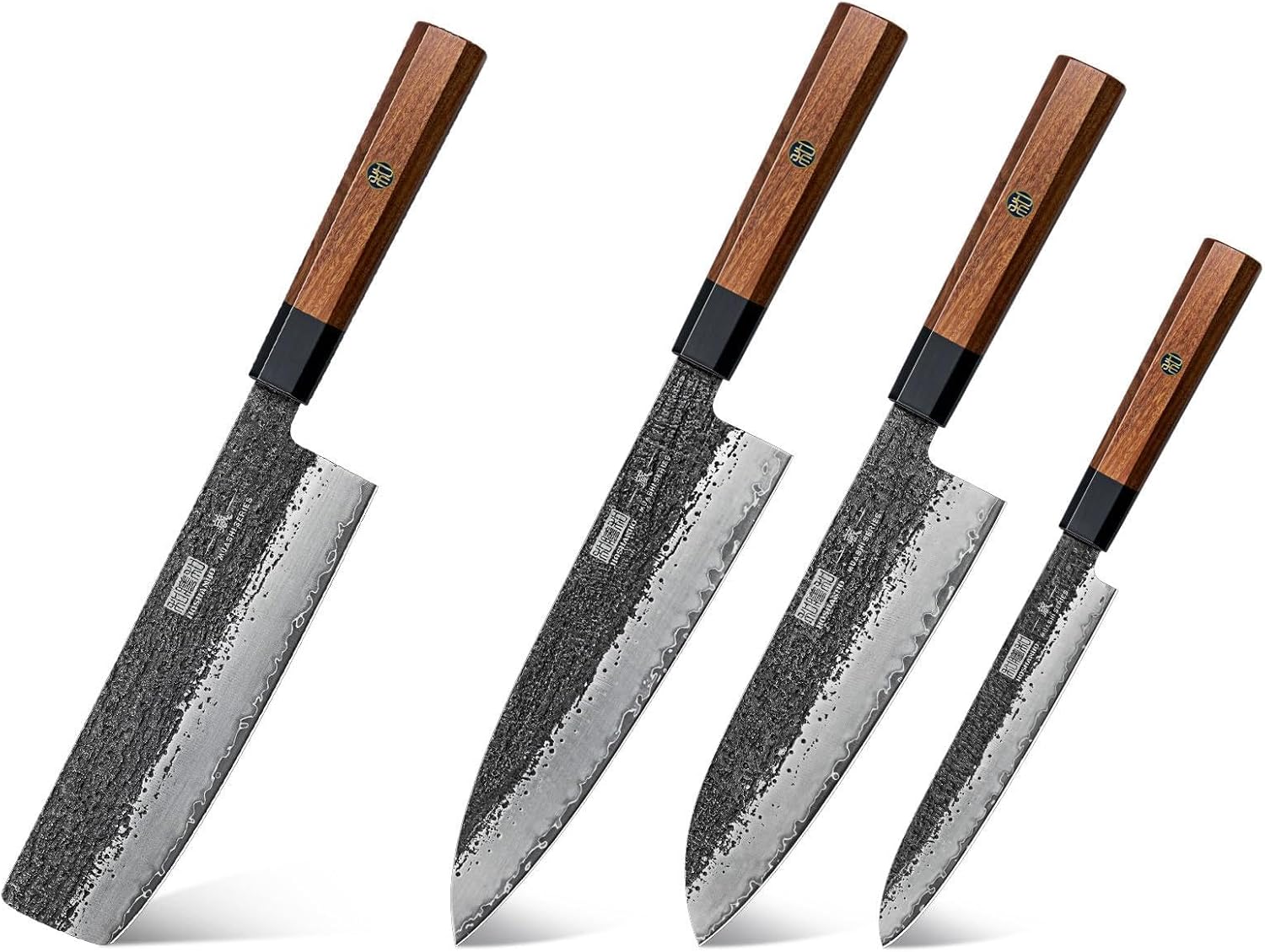 HOSHANHO 7 Inch Nakiri Knife, Japanese High Carbon Steel Vegetable Cleaver Knife 3 Pieces Knife Set, Professional Japanese High Carbon Steel Kitchen Knife Set