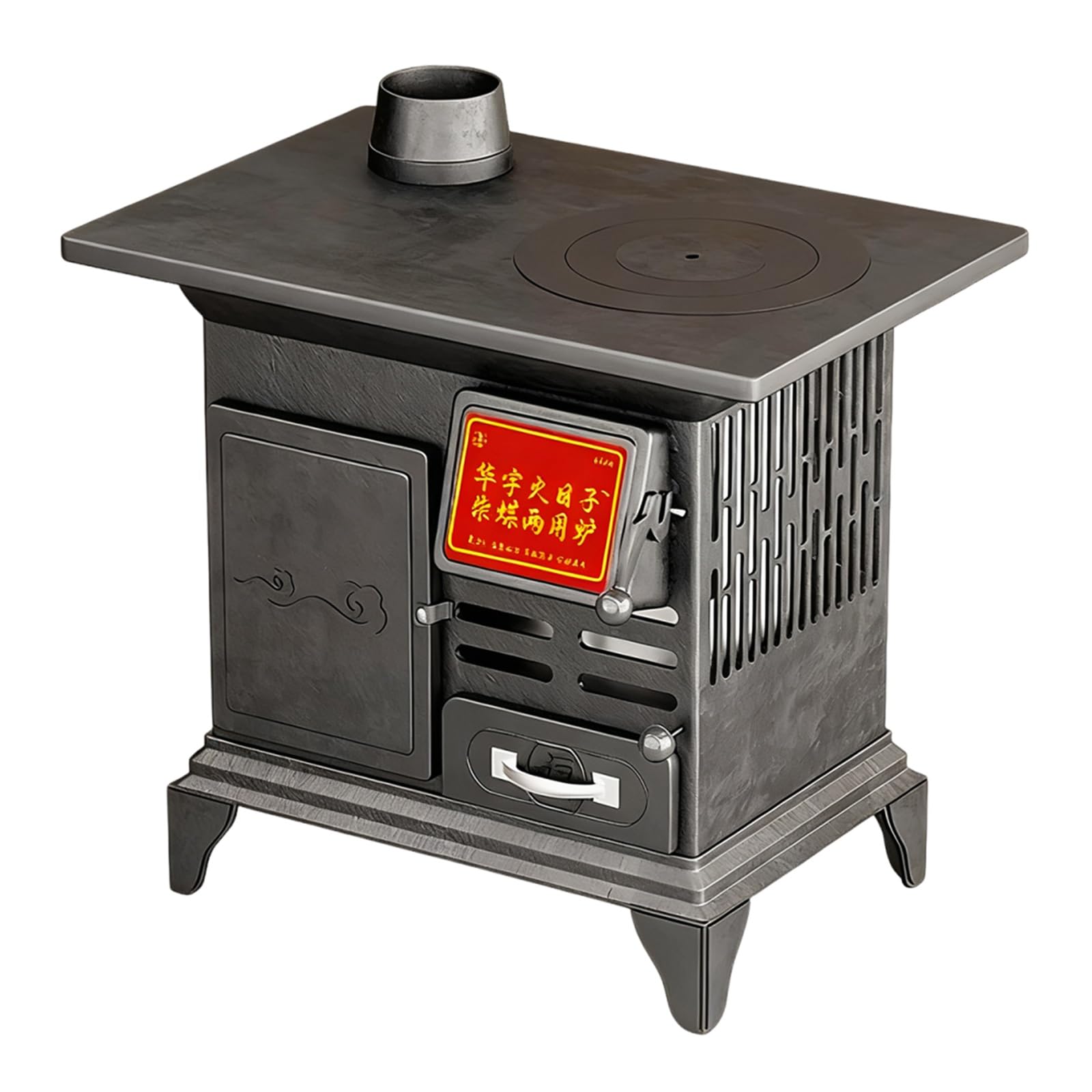 Stufa a legna per riscaldamento domestico con forno, riscalda rapidamente, maggiore dissipazione del calore, senza fumo, per cucinare e riscaldare