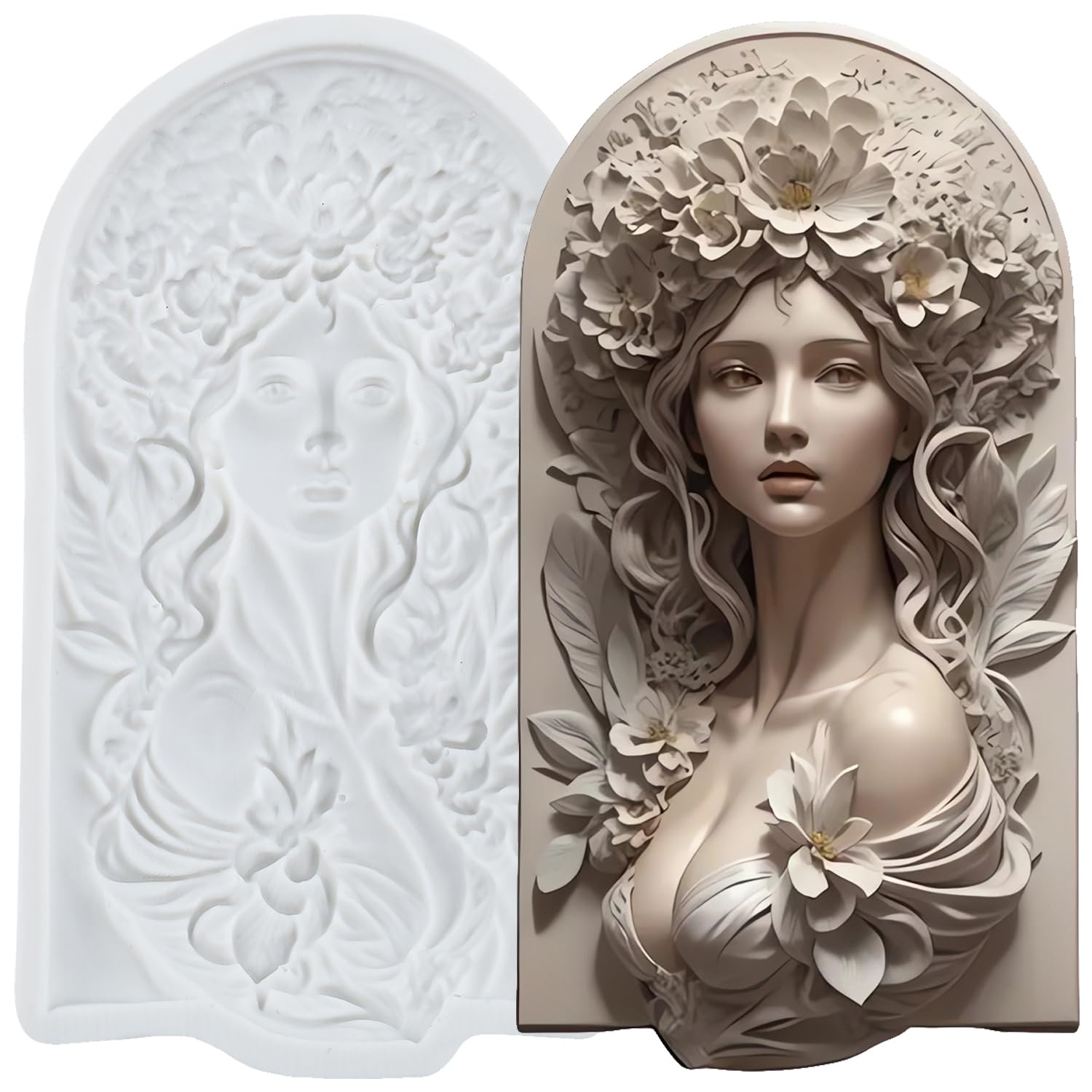Lingzhi Goddess Fondant Molds Lady Avatar Silicone Mold for Cake Decoration Chocolate Candy Cupcake Topper Sugar Gum Paste Polymer Clay