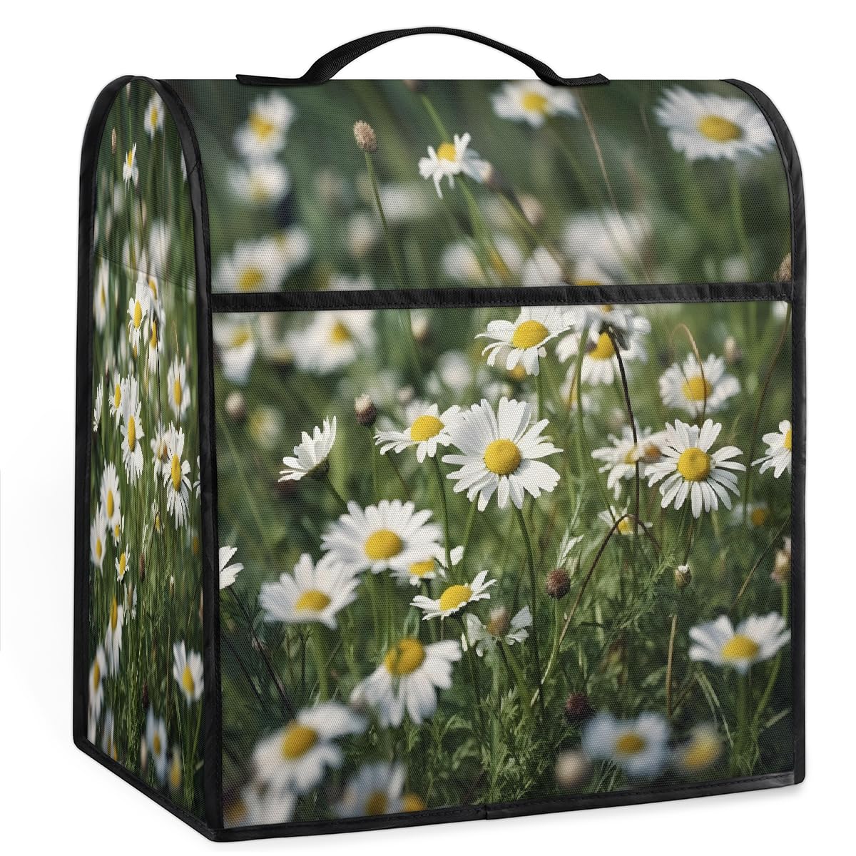 OSAM SPACE Daisy Fields Coffee Machine Cover with Top Handles, Waterproof Coffee Maker Protector Case, Flower Single Serve Coffee Makers Dust Cover for Small Kitchen Appliance