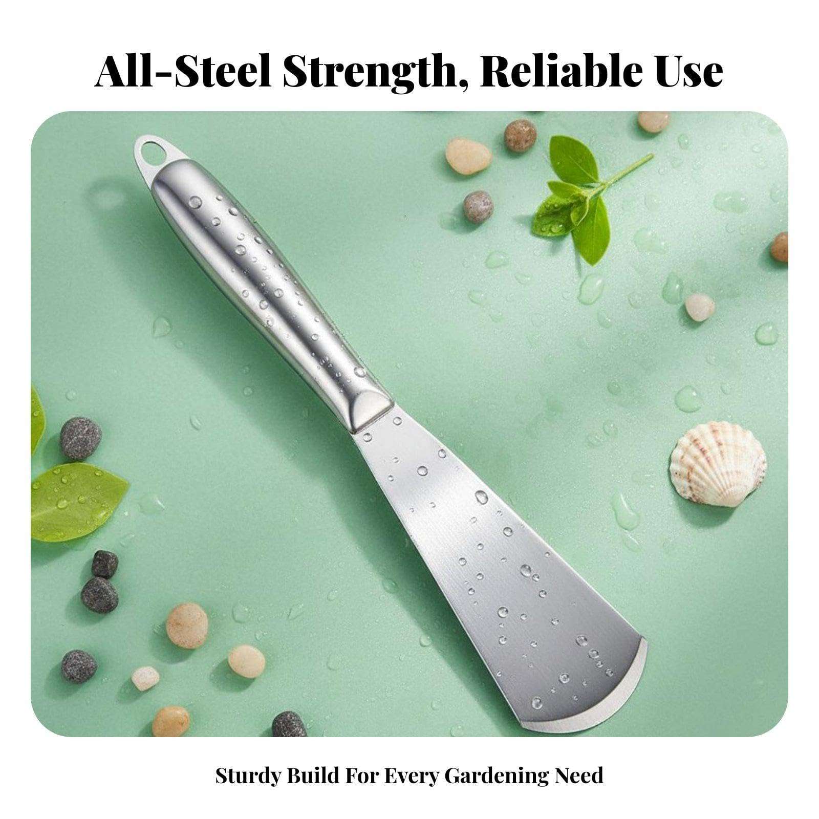 MagiDeal 3 Pezzi Pala in Acciaio Inox Cazzuola Da Giardino Pala Manuale Trapiantatore Strumento Da Scavo Antiruggine con Manico Lungo Adatta per Orto Spiaggia, 3 pezzi