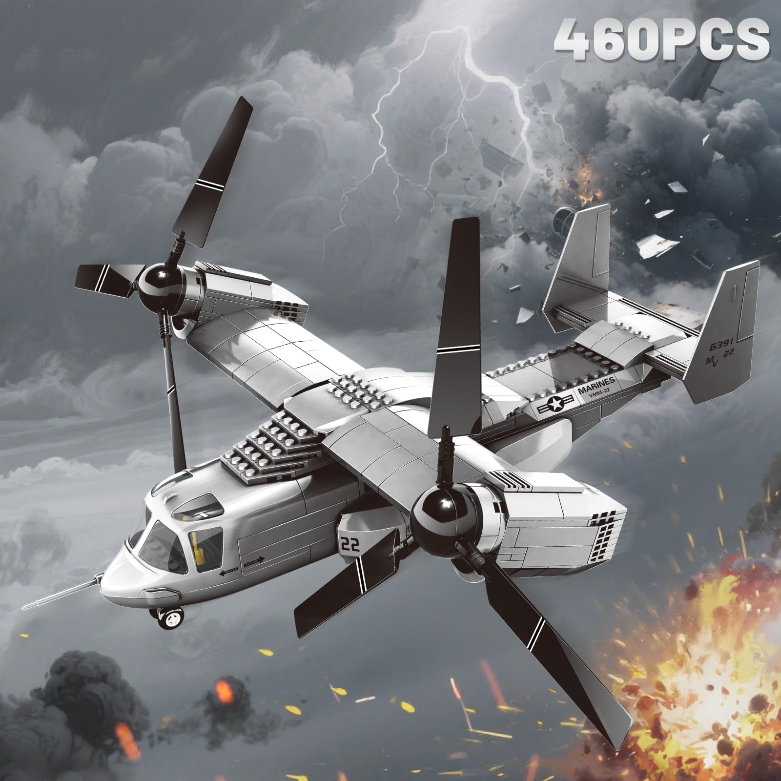Amazon.com: YYKNGYI V22 Tiltrotor Aircraft Building Block Set