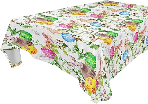 senya Manteles de Pascua – Rectangular, Poliéster, Patrón de Pascua – 54 x 60 pulgadas – Resistente a las manchas y al calor – Perfecto para