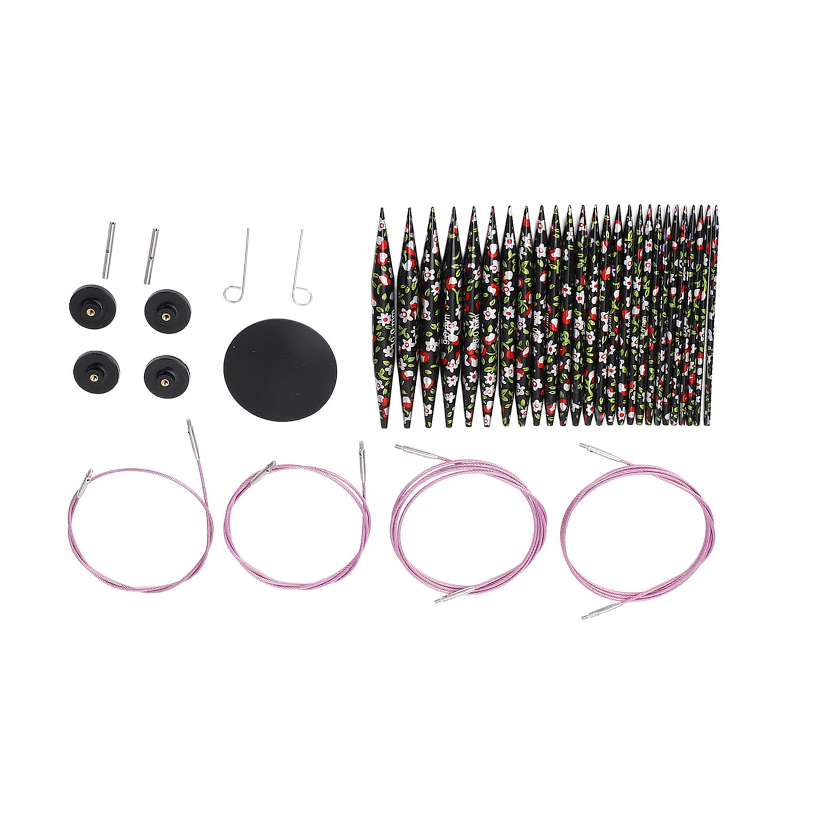 Juego de 13 pares de agujas de tejer circulares desmontables, set de agujas circulares de aluminio con diseño impreso, kit de tejer intercambiables de múltiples tamaños con cables