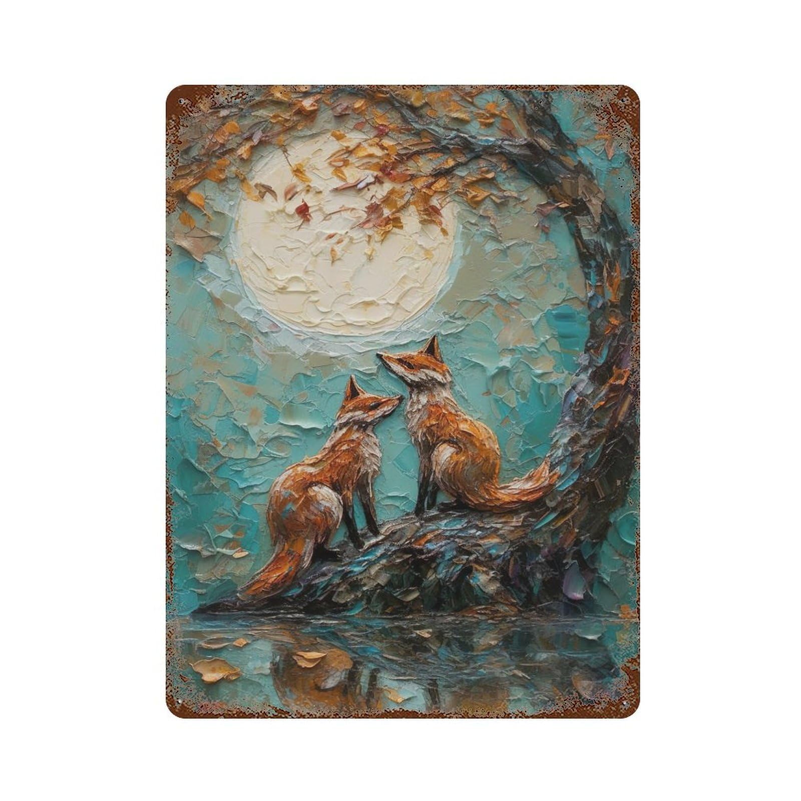 Rust Effect Fox in Love Vintage Rust Metal Sign 15.7"x11.8", Farmhouse Wall Decor for Farmhouse, Kitchen And Entryway Decor