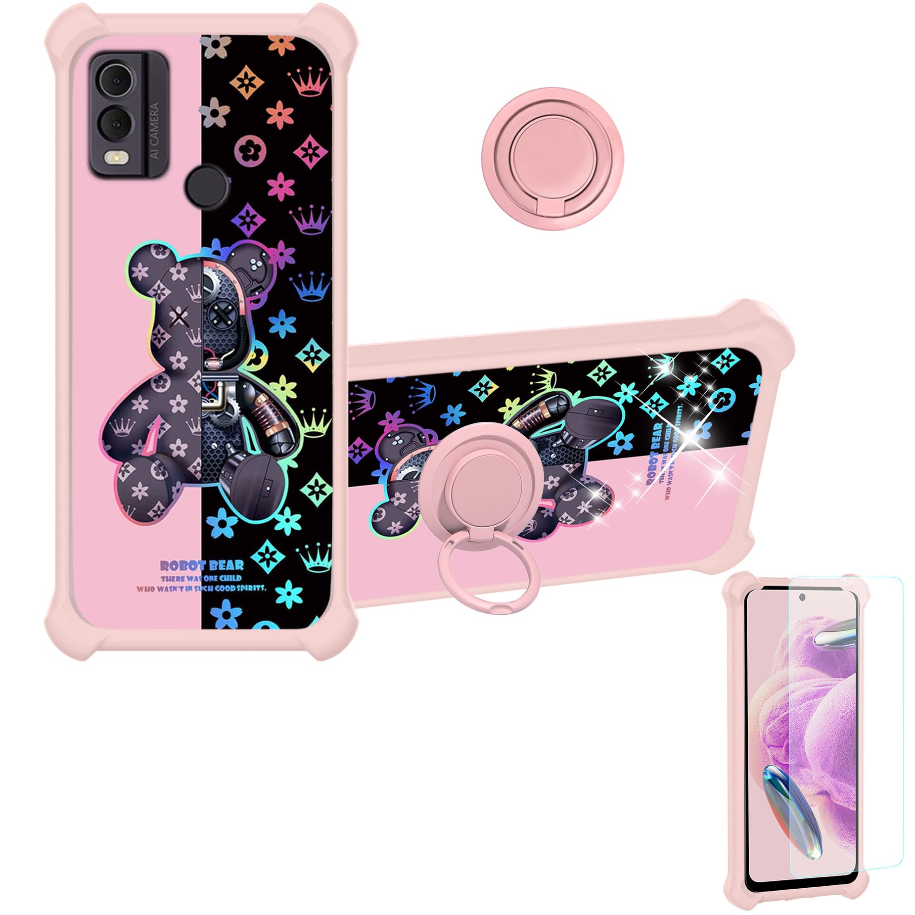 Kukoufey Case For Nokia C20, Phone With Stand Shockproof Case For Nokia C10 TA-1342 / C20 TA-1339 TA-1348 TA-1352 TA-1356 Case Cover Red - View #2