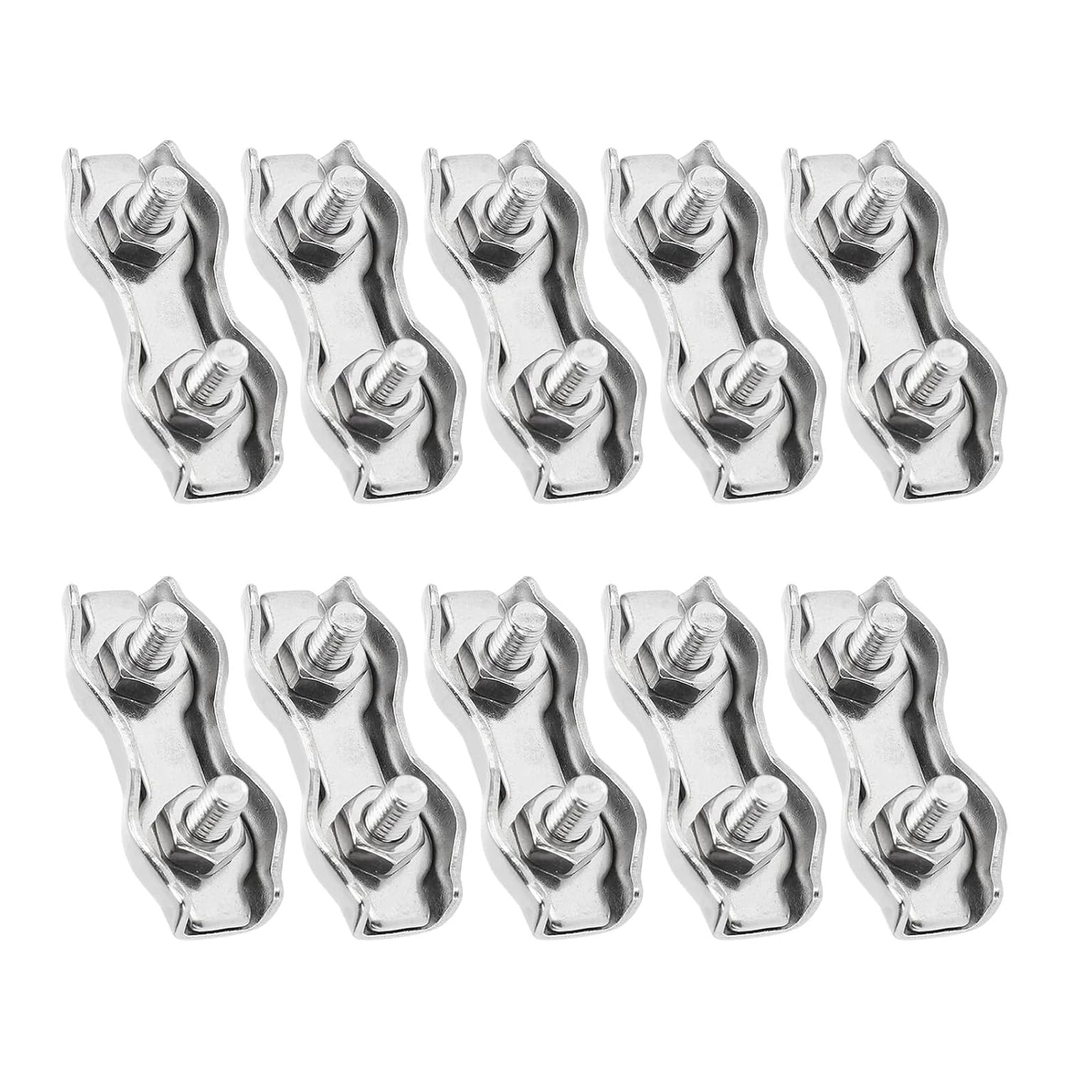 10Pcs Steel Wire Rope Chuck Lock 304 Stainless Double Clip Clamps for Industrial Mechanism