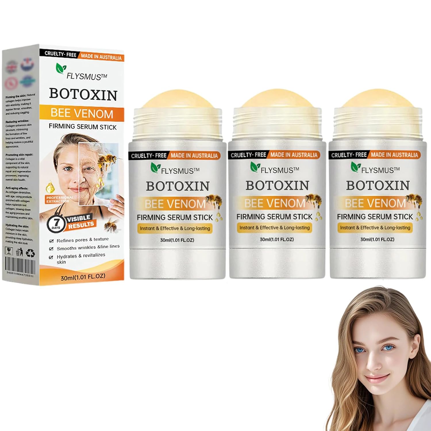 Flysmus Botox Bee Venom Firming Serum Stick, Firming anti-Wrinkle Cream, Lifts and Tightens the Skin, Effectively Solving Wrinkles and Fine Lines (3)