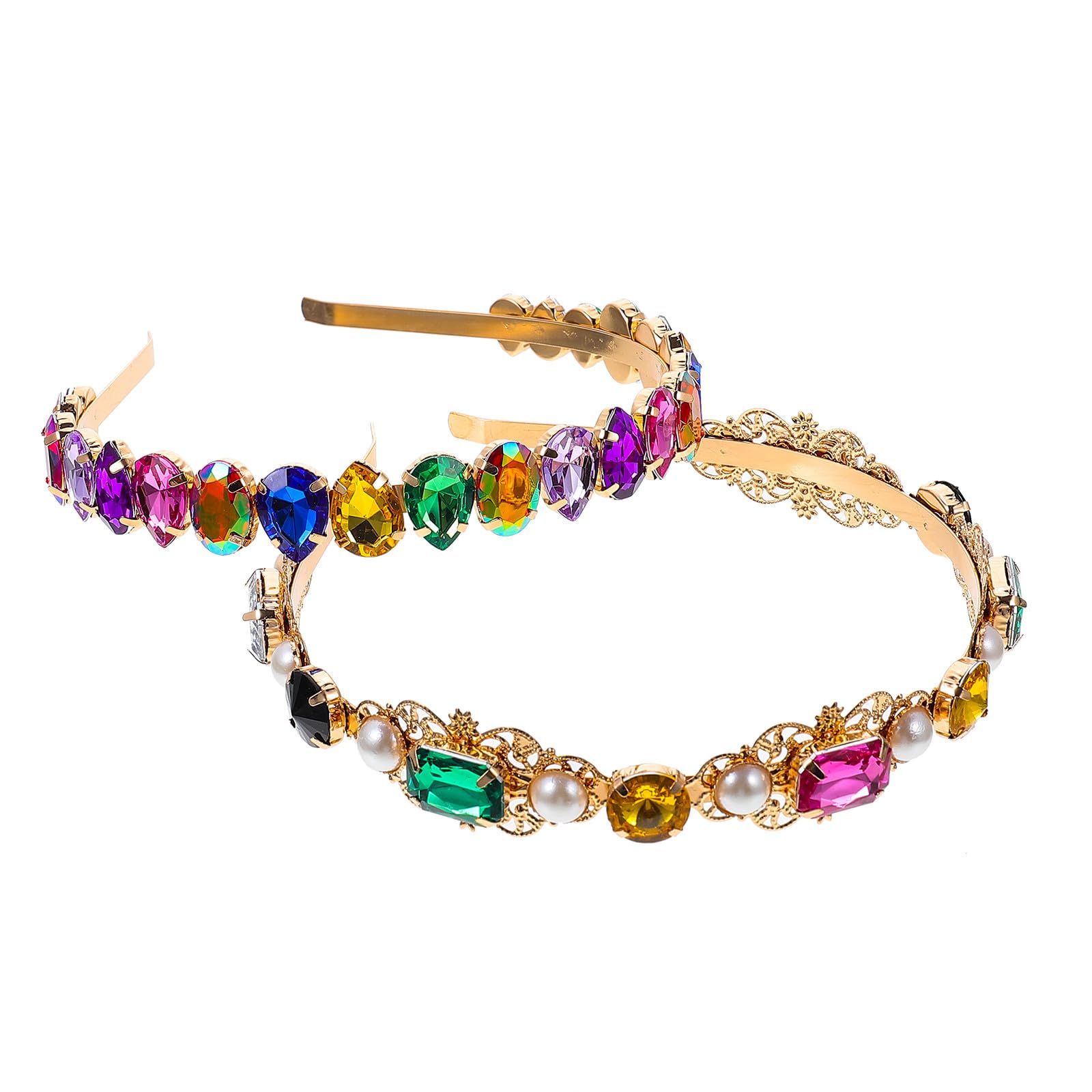 Fasce for capelli vintage con strass, set da 2 pezzi, cerchi for capelli in metallo stile barocco con design a goccia, eleganti accessori for capelli da festa for le donneNO.1630