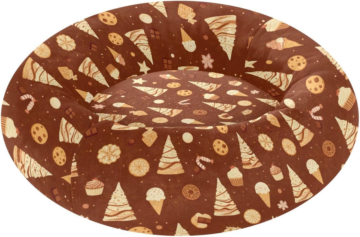 Pet Dog Bed Calming Anti Anxiety Fluffy Cat Pillow Bed for Small Size Pets Supplies M Christmas Sweets Pattern