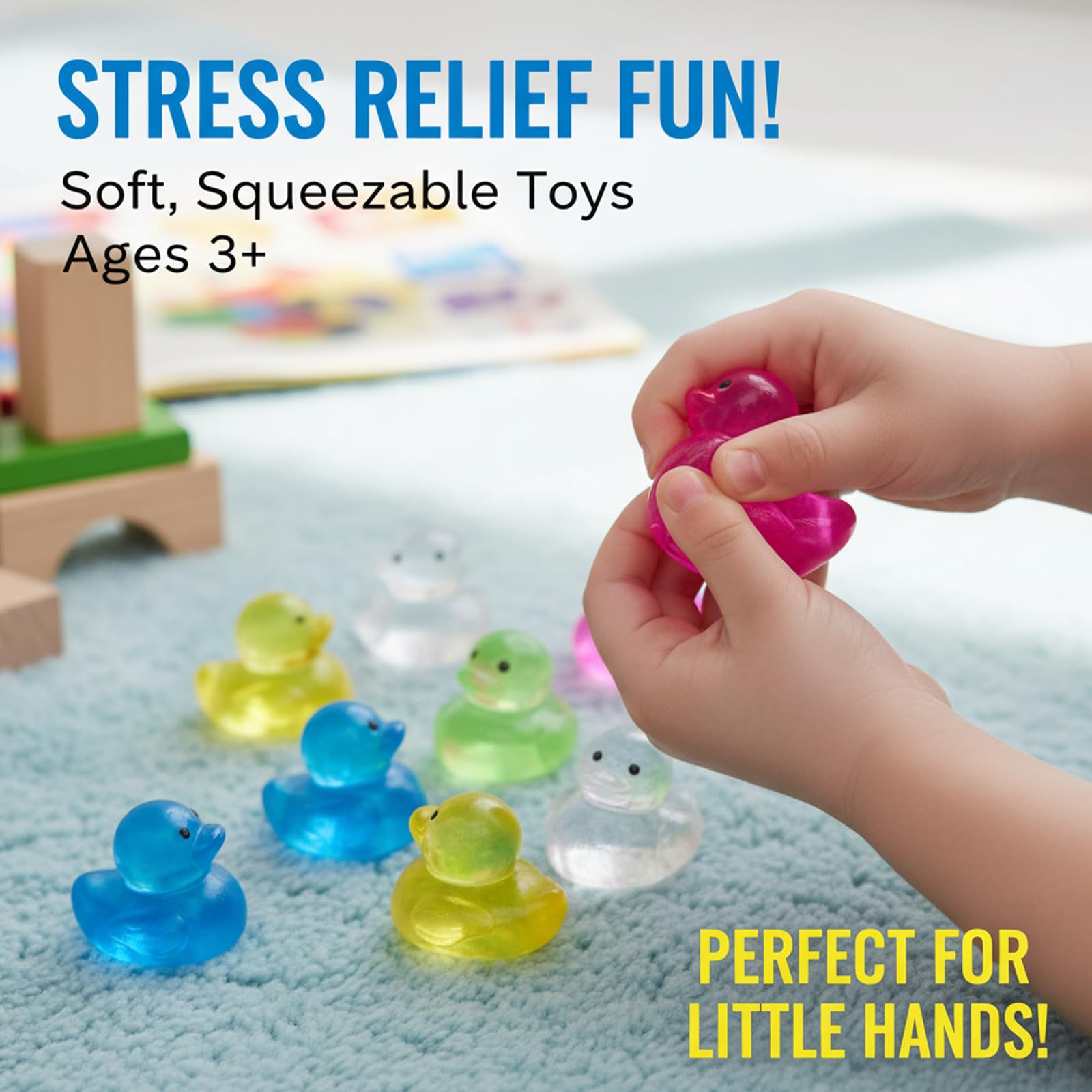 Mini juguetes sensoriales de pato, paquete de 24 juguetes sensoriales para niños, caja del tesoro, juguetes para el aula, juguetes sensoriales para niños con autismo, regalo de Pascua