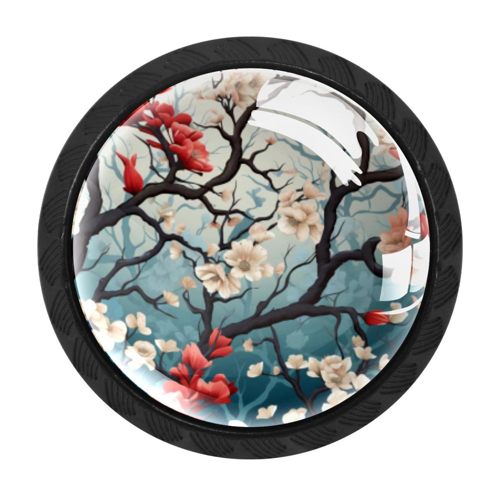 CHENZZZZ 4 Pieces Tree Drawer Knobs, 35mm Black Cabinet Knobs, Drawer Pulls and Knobs, Dresser Drawer Knobs, Cabinet Hardware Kitchen Cabinet Knobs
