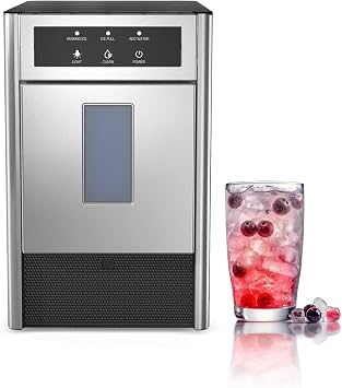Nugget Ice Maker, 44Lbs/24H Countertop Ice Makers, Self-Cleaning Ice Machine with 4.4 Lbs Basket, Auto Water Refill, Chewable Pebble Ice Maker for Home Kitchen Party