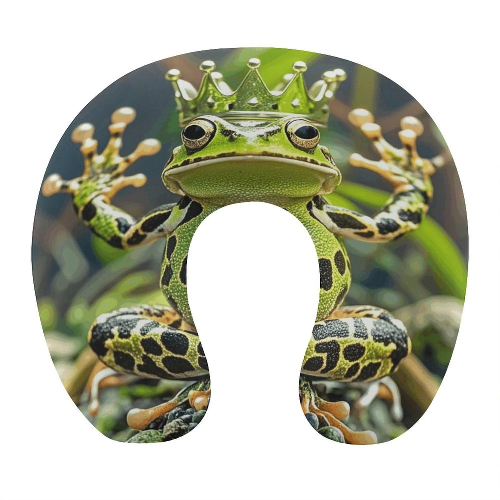 FekiLoot Crown Frog Travel Pillow U Shaped Neck Pillow Comfortable Memory Foam Pillow Portable Soft Headrest Lightweight Neck and Head Support for Planes Trains Self-Driving Cars