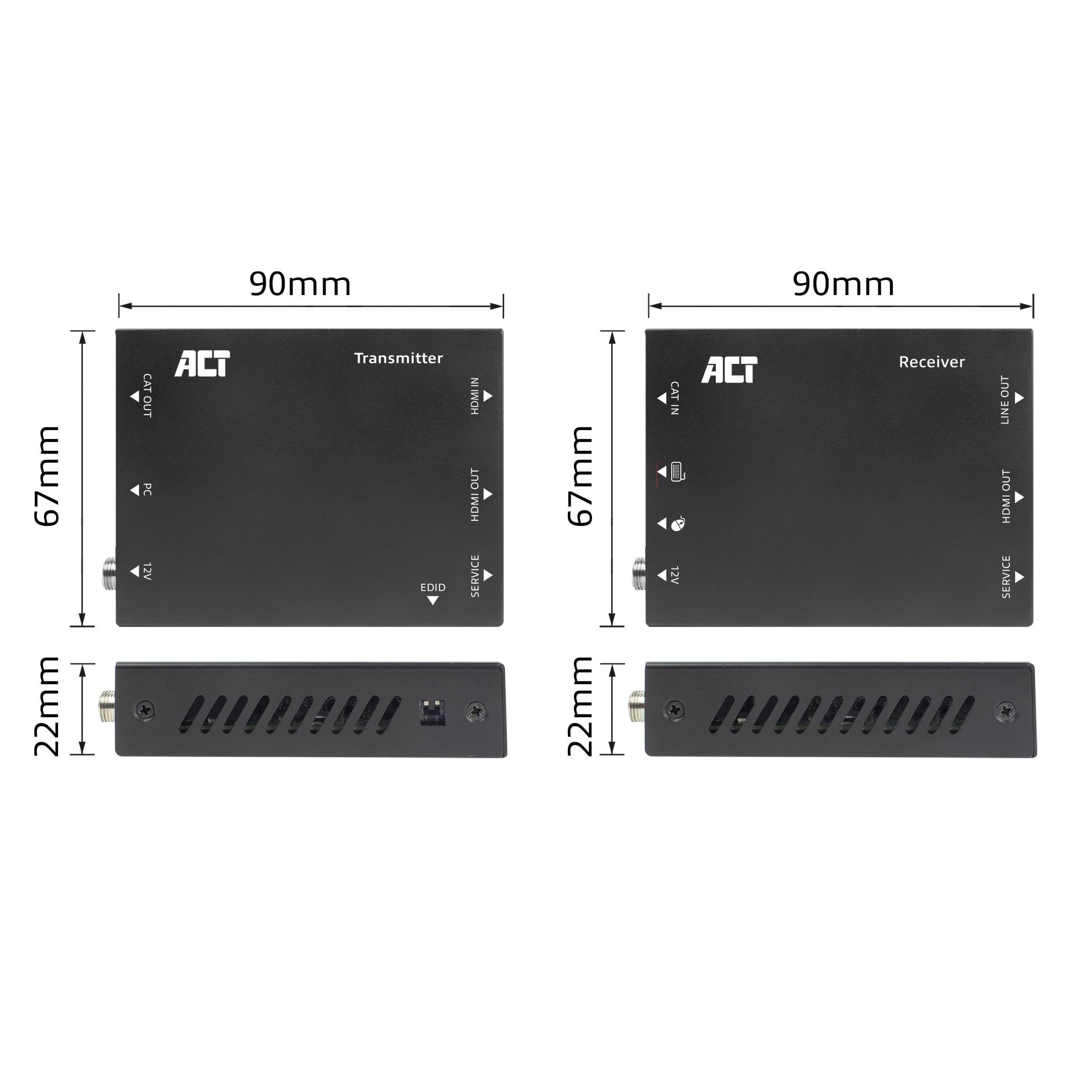 ACT AC7815 Extender KVM HDMI, HDMI over Ethernet vers 70 m sur CAT6/6A, vidéo 4K 60Hz, 2 ports USB pour souris et clavier, EDID HDCP - AC7815