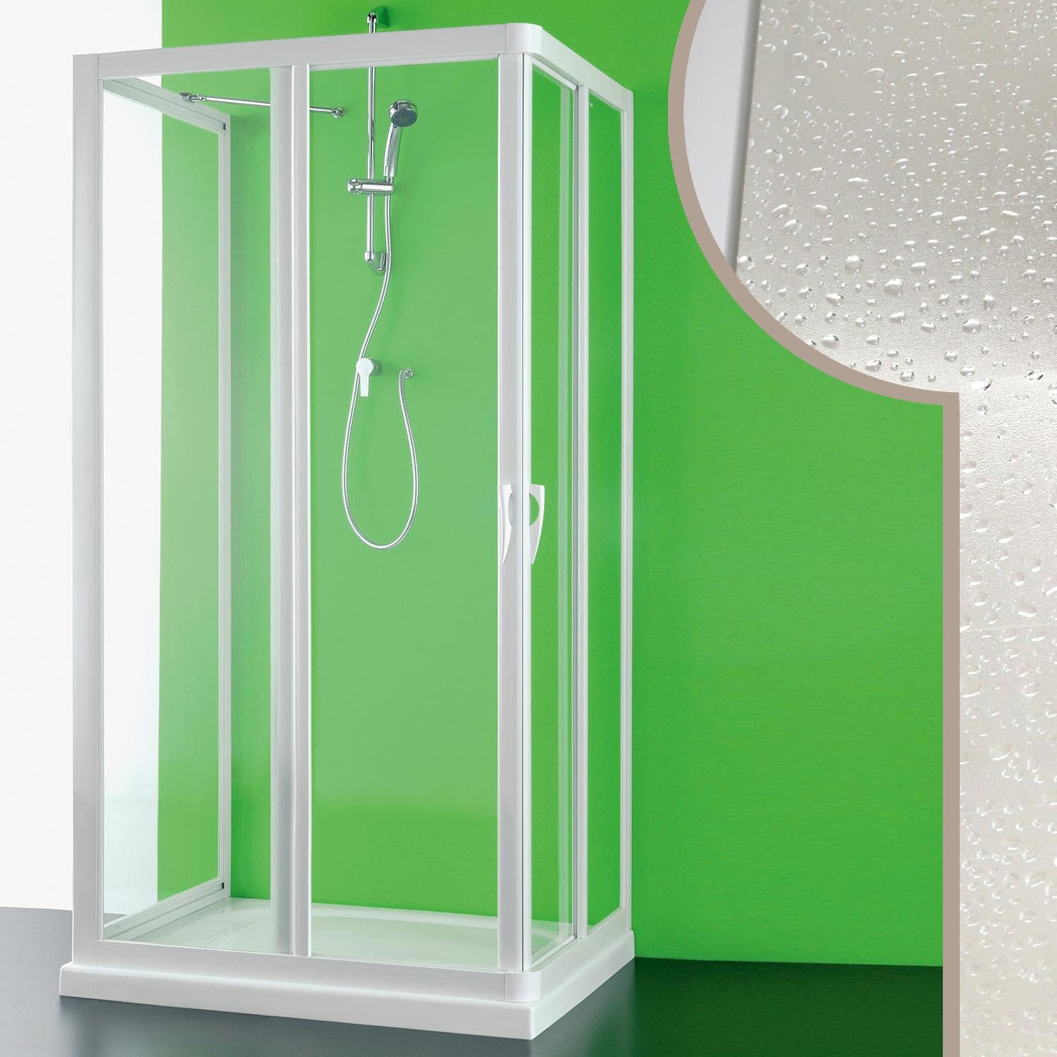 Box doccia 3 lati 80x80x80 CM in Acrilico mod.Venere con apertura centrale