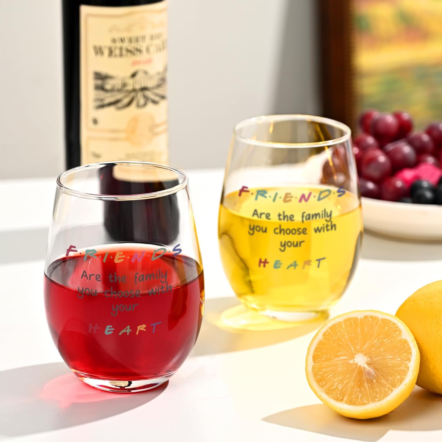 Futtumy Friends Wine Glasses 17oz, Funny Friendship Gifts for Women Best Friend Bestie Soul Sister Coworker Female, Funny Inspirational Gifts for Women for Christmas Birthday Valentine - Image 2