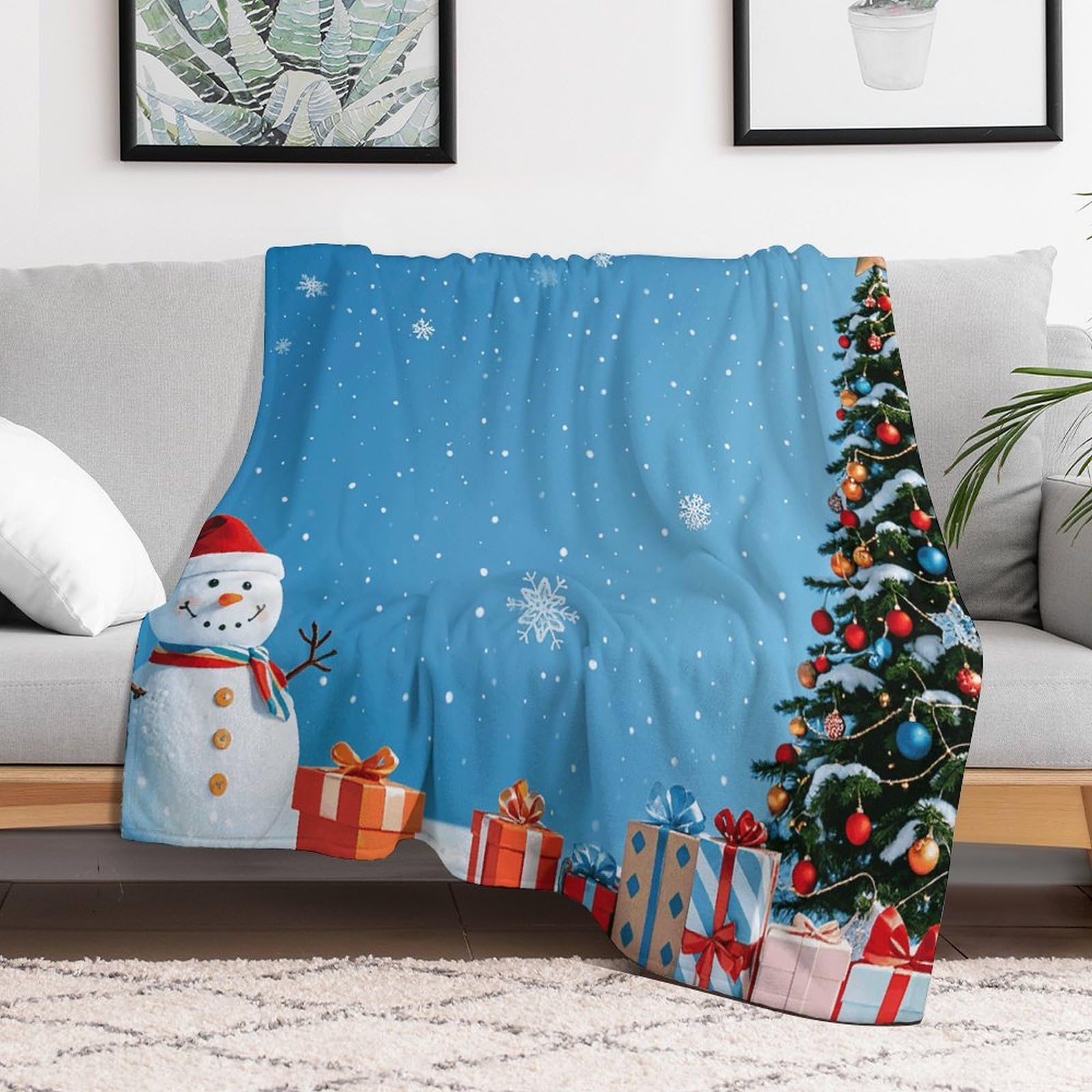 Couverture en micro polaire pour canapé et soirées de Noël au coin du feu