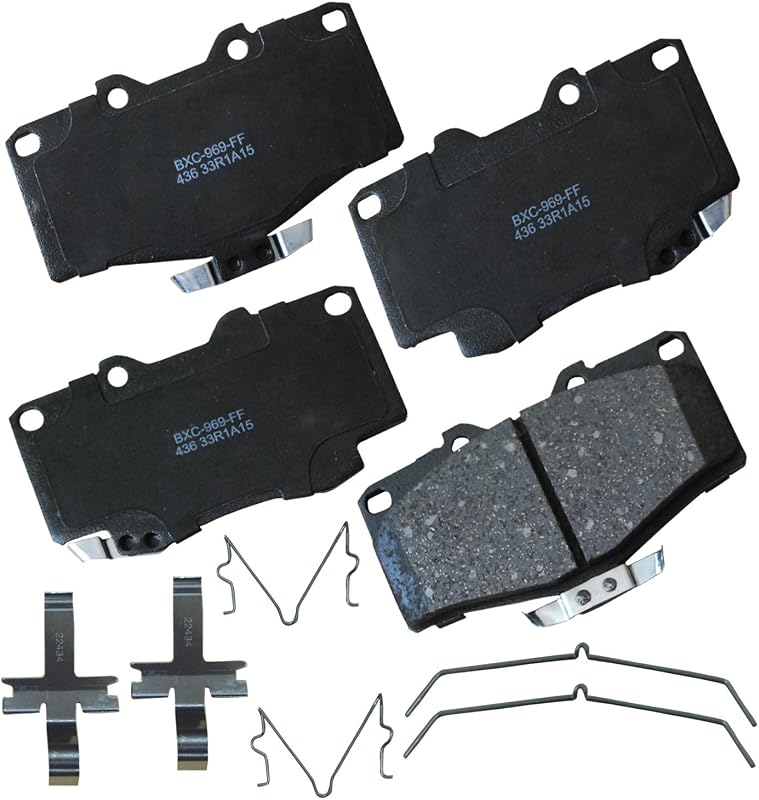 Pastilhas de freio dianteiras cerâmicas Bendix Premium SBC436 para Toyota 4Runner e Pickup – Jogo com hardware de instalação