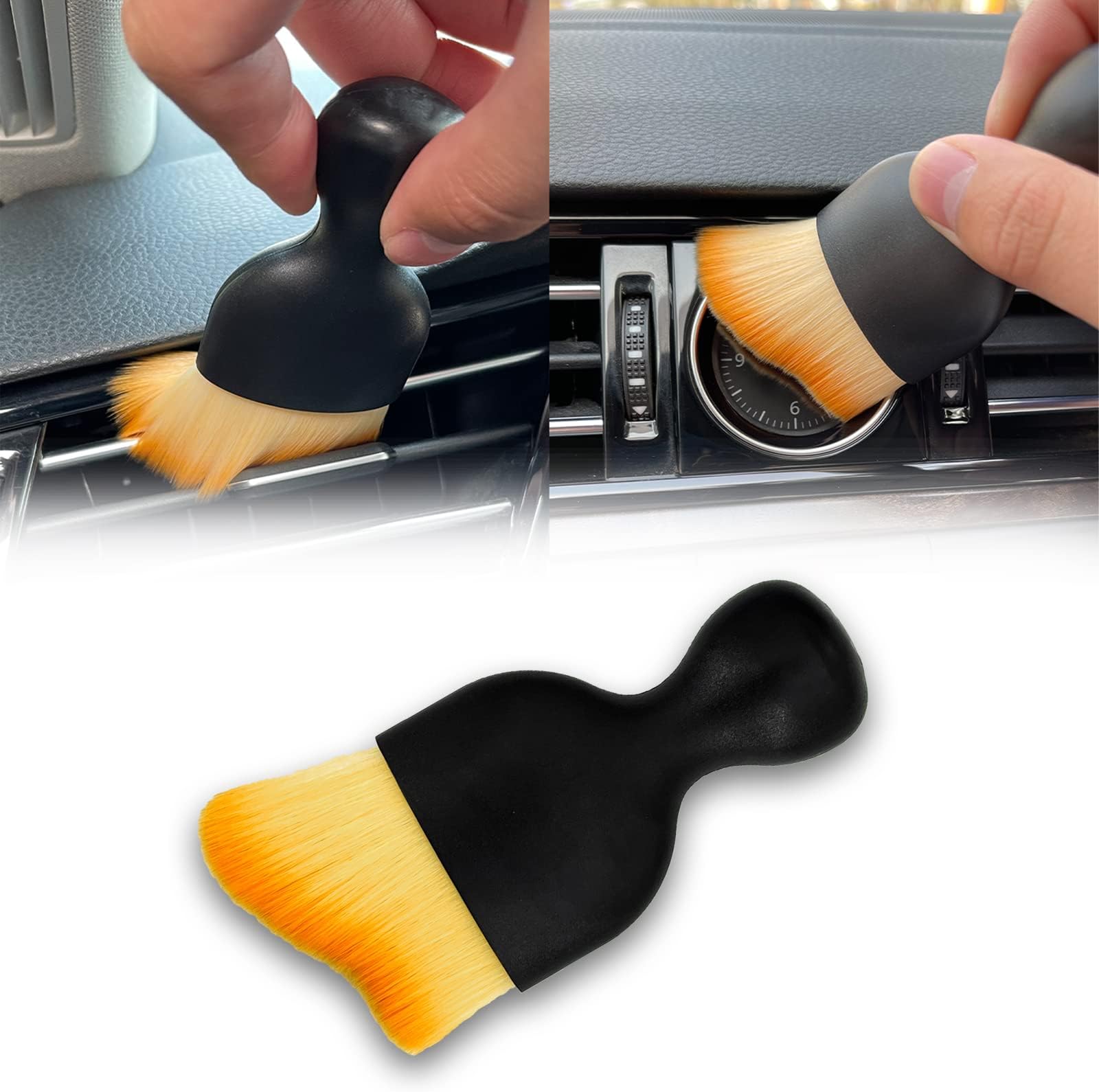 Car Interior Detailing Brush, Ultra Soft Non-Scratch Dust Brush, Car Interior Cleaning Tool for Cleaning Panels, Air Vent, Leather (Yellow)