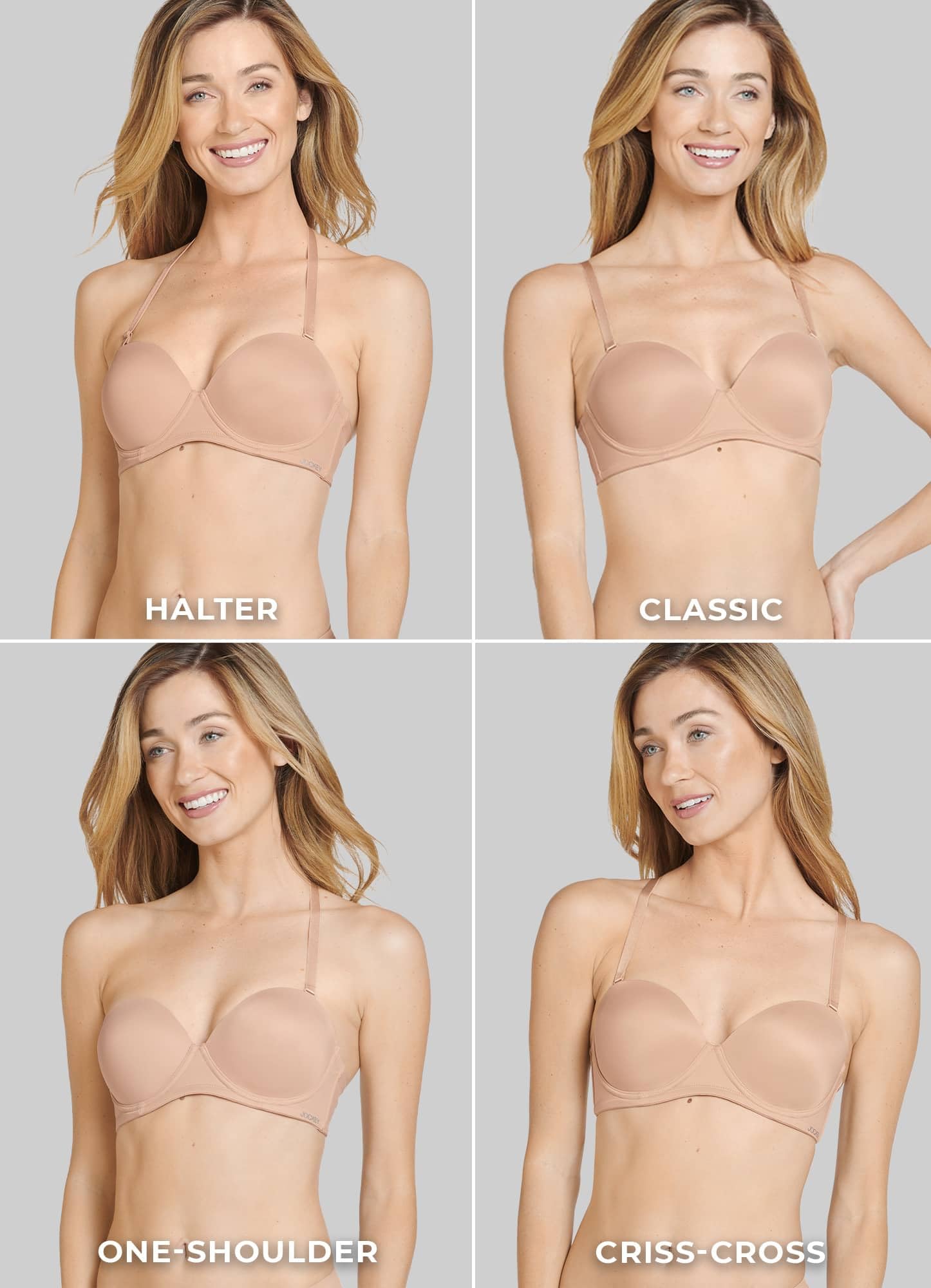 Jockey Reggiseno da donna senza spalline multiway con cuscino