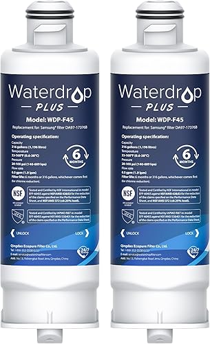 Waterdrop Plus DA97-17376B NSFANSI 401 & 53 & 42 & 372 Filtro de agua certificado para refrigerador, repuesto para filtro de agua Samsung