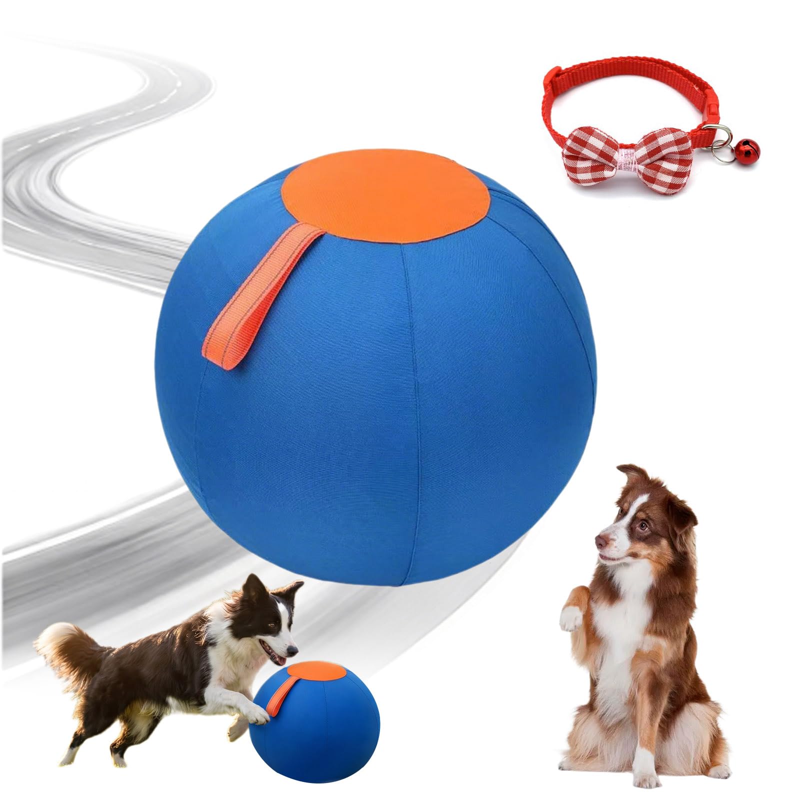 Ballon Chien Interactif Ultra-Résistant - Ballon Increvable pour Chien Actif, Jouet Indestructible Grande Taille pour Extérieur, Stimule l'Instinct de Poursuite (A, 55cm)
