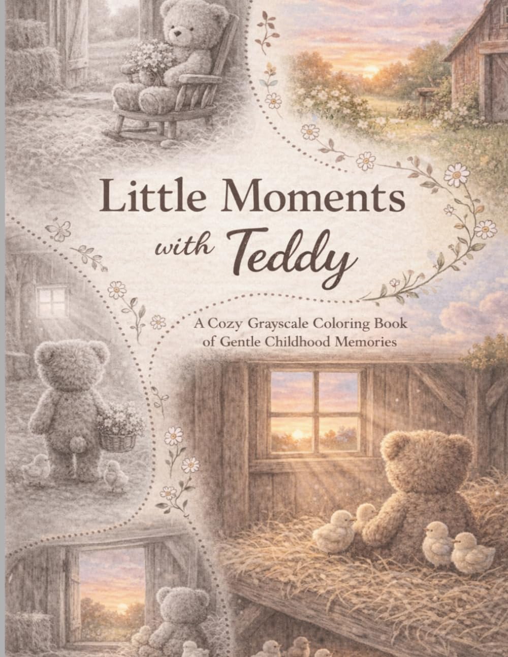 Little Moments with Teddy: A Cozy Grayscale Coloring Book of Gentle Childhood Memories
