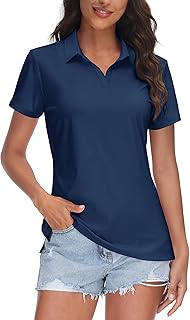 TACVASEN Women's V-Neck Polo Shirts UPF 50+ Short Sleeve Sun Protection Quick Dry Golf Polos Collared Shirt