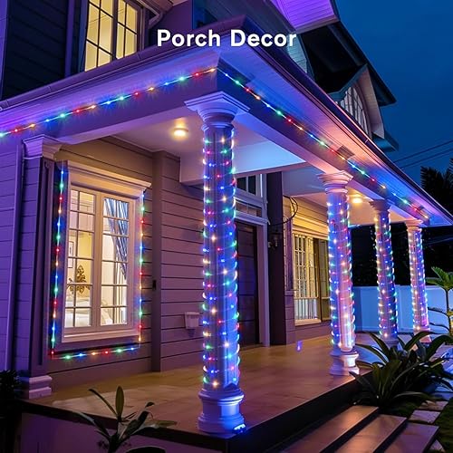 Miniatura 10 de Guirnalda de 300 luces LED enchufables de 100 pies, luces multicolor para interiores y exteriores con control remoto, 8 modos de luces parpadeantes