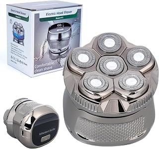 OSDUE Afeitadora Cabeza Hombre, Maquina Afeitar Hombre con Pantalla LED, Impermeable Maquina Afeitar Cabeza, Seco y Húmedo 7D Cabezales Magnéticos de Afeitado Giratorios 90 mins Uso